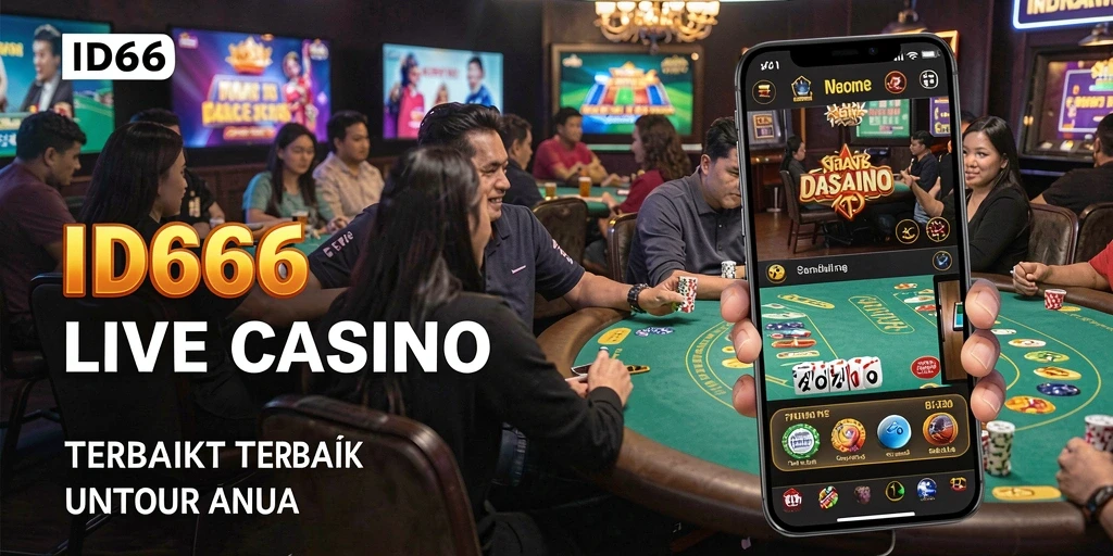 Screenshot menampilkan dealer langsung dalam permainan Live Casino di ID66.