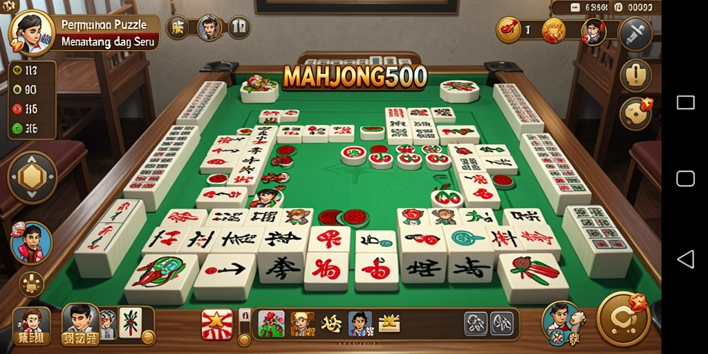 Tampilan gameplay seru dalam game puzzle MAHJONG500.