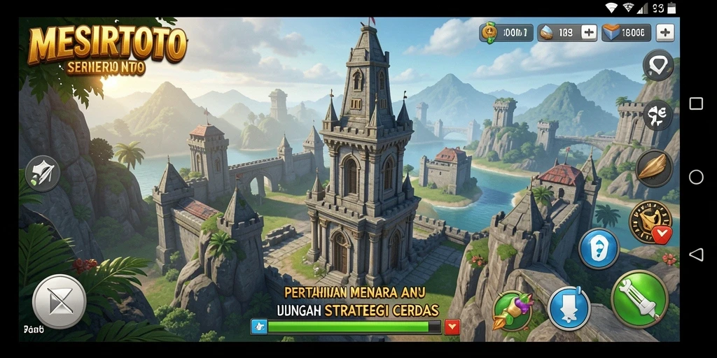 Screeshot gameplay MESIRTOTO dengan aksi menegangkan Tower Defense.