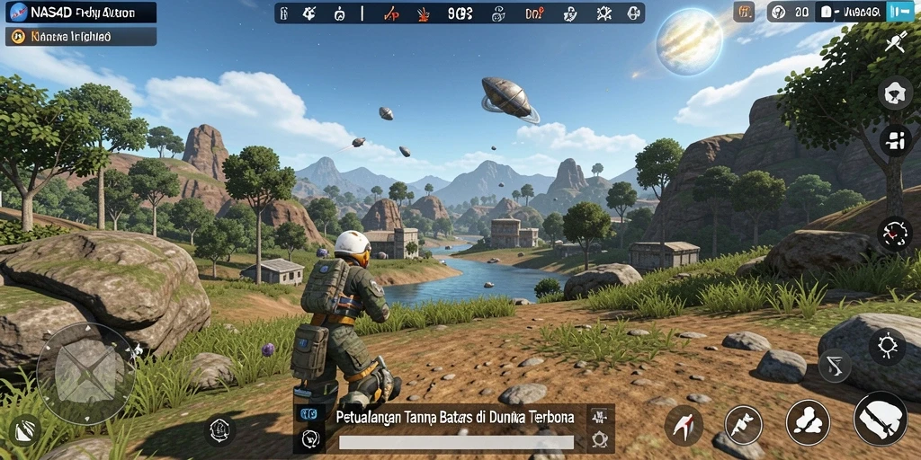 Tampilan luar angkasa yang luas dan menawan dalam gameplay Open World.